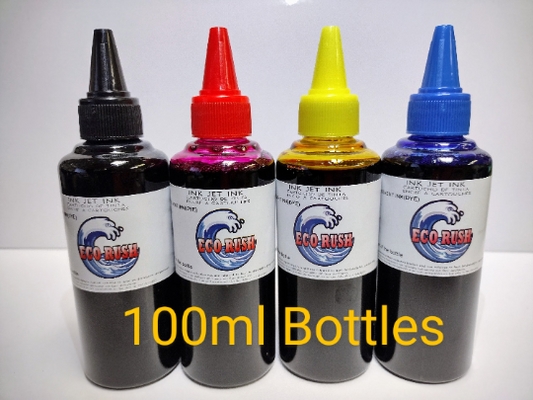 Eco Rush Ink 100ml Size Bottles (Full Set or Single Bottles)