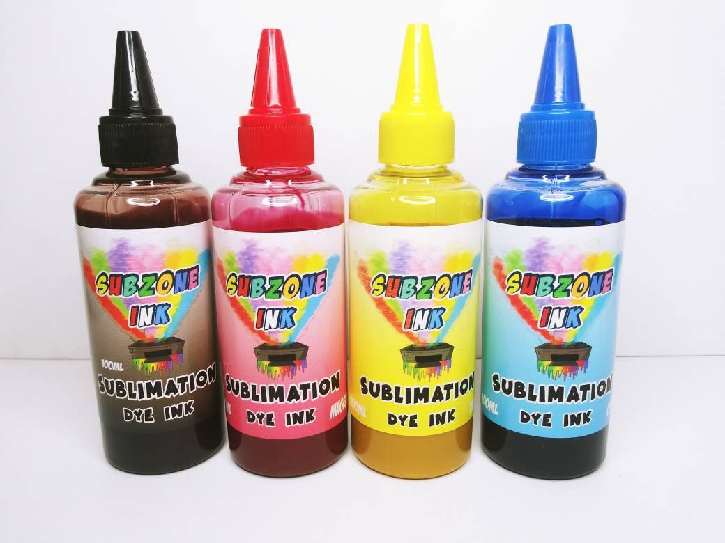 SubZone Ink 4-100ml Bottles CMYK Dye Sublimation Ink
